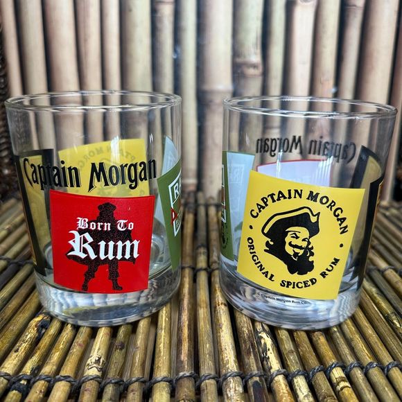 Lot Of 2 Captain Morgan Original Spiced Rum Double Rocks Glasses Born To Rum - Picture 5 of 7